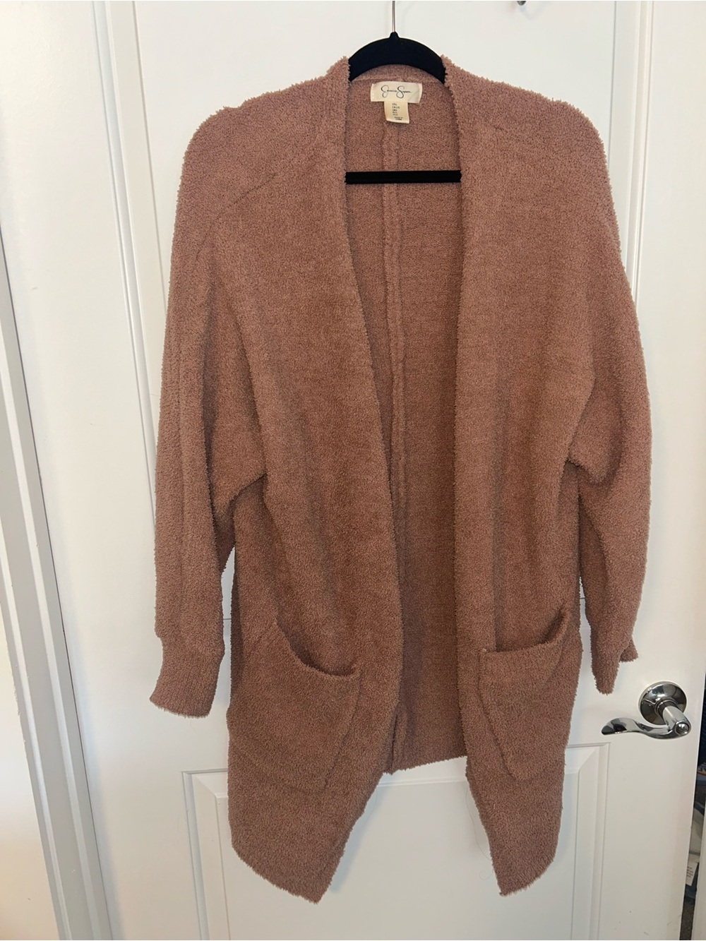 Jessica Simpson Open-Front Plush Cardigan in Mauve